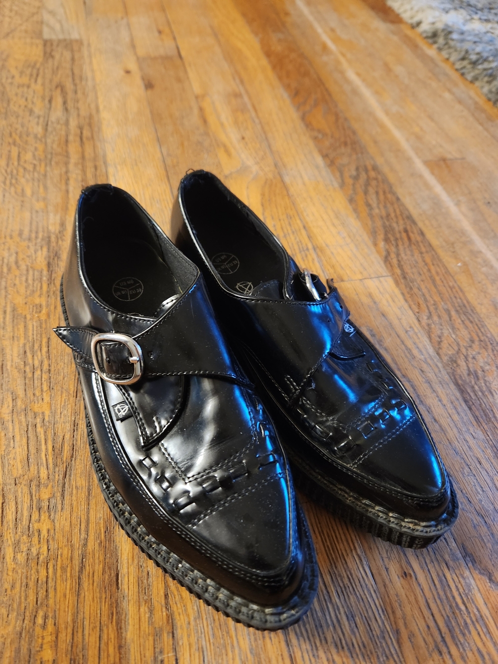tuk Black Patent Slip-On Loafers with Silver Buckle